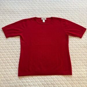 Sutton Studio By Bloomingdale’s Cashmere Short Sleeve Sweater Womens XL Red Cozy